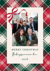 Zakelijke kerstkaart klassiek met strikje en ruit