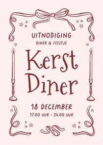 Zakelijke kerstkaart lijntekening kerstdiner borrel