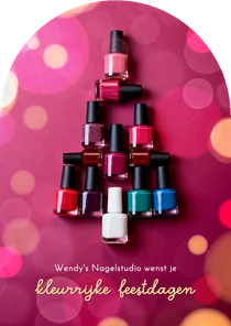 Zakelijke kerstkaart manicure nagelstudio kerstboom bokeh