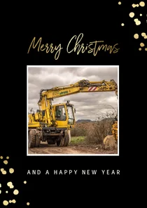 Zakelijke kerstkaart met foto en gouden confetti