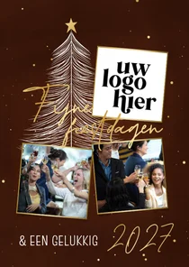 Zakelijke kerstkaart met kerstboom en fotocollage bordeaux