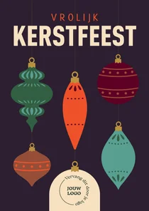 Zakelijke kerstkaart met  kleurrijke kerstornamenten