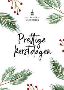 Zakelijke kerstkaart met waterverf kersttakken en logo