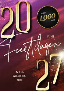Zakelijke kerstkaart modern met gouden 2027 en logo