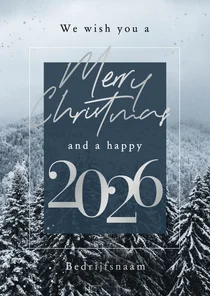 Zakelijke kerstkaart natuurlijk winter landschap dennenbomen