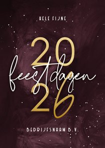 Zakelijke kerstkaart rode waterverf met goudlook 2026