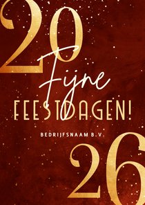 Zakelijke kerstkaart rood 2026 goudlook met sparkles