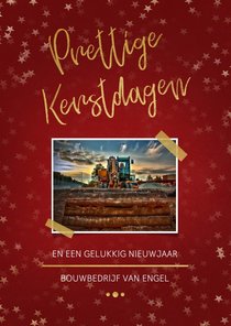 Zakelijke kerstkaart rood met foto en goud