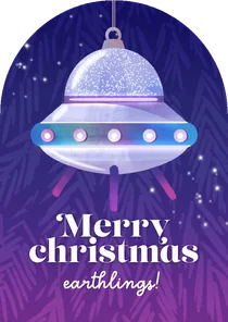Zakelijke kerstkaart ruimtevaart ufo kerstbal