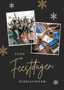 Zakelijke kerstkaart sneeuw goud foto feestdagen