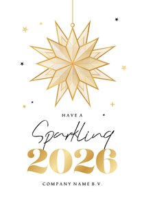 Zakelijke kerstkaart sparkling 2026 sterren goud stijlvol