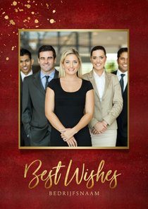 Zakelijke kerstkaart stijlvol best wishes rood met foto
