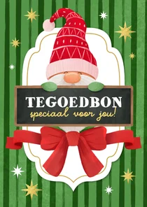 Zakelijke kerstkaart tegoedbon kabouter gnome bedankt
