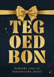 Zakelijke kerstkaart tegoedbon met gouden strik