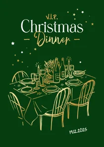 Zakelijke kerstkaart uitnodiging kerstdiner tafel doodle