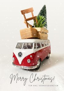 Zakelijke kerstkaart verhuisbedrijf met volkswagenbusje