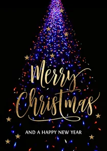 Zakelijke kerstkaarten kerstboom lichtjes