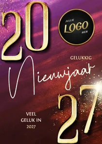 Zakelijke nieuwjaarskaart modern met gouden 2027 en logo
