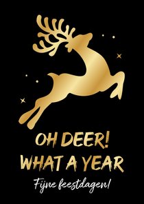 Zakelijke terugblik kerstkaart oh deer what a year