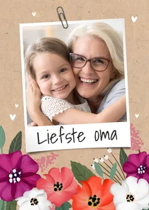 Zomaar kaart foto bloemen hartjes kraft