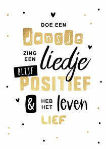 Zomaar kaart vrolijk positief goud dansje confetti