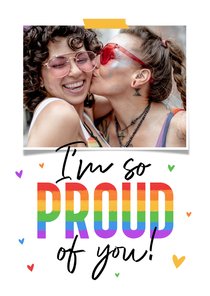 Zomaar kaartje foto proud of you LGBTQ regenboog hartjes