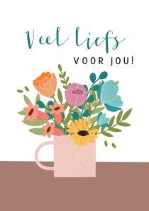 Zomaar kaartje met boeket bloemen in vaas