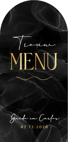 Menukaart hoge boogkaart trouwen stijlvol marmer zwart boog
