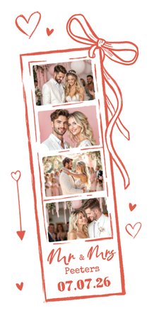 Bedankkaart uniek fotostrip trouwen romantisch hip