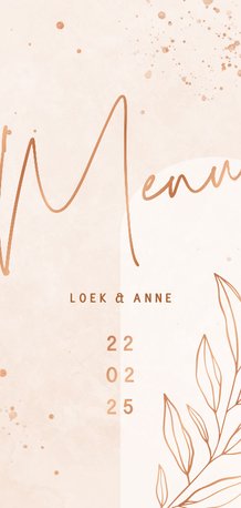 Menukaart bohemian lichtroze met koper