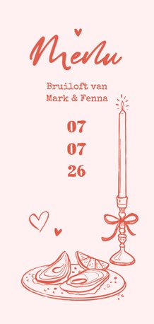 Menukaart bruiloft romantisch doodle illustraties liefde