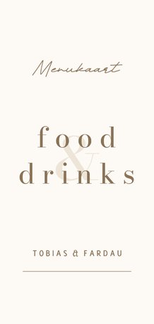 Menukaart modern food & drinks beige met bruin 