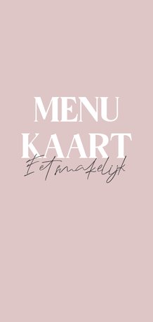 Minimalistische menukaart roze en wit