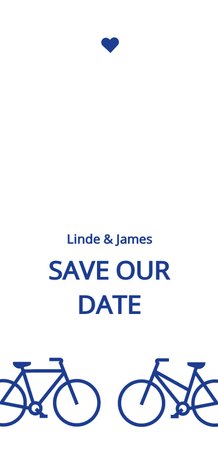 Moderne save the date kaart met blauwe fietsen