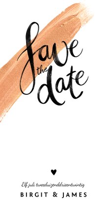 Trouwkaart Save the date goudlook met verf en kalligrafie