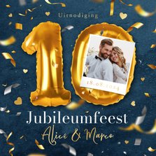 10 jaar getrouwd uitnodiging jubileum ballonnen confetti