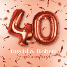 40 jaar getrouwd uitnodiging jubileum confetti robijn rood