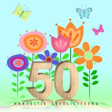 50 jaar met bloemen en vlinders