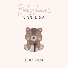 Babyshower uitnodiging met teddybeer