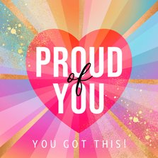 Bemoedigende kaart 'Proud of you' regenboog hart goud