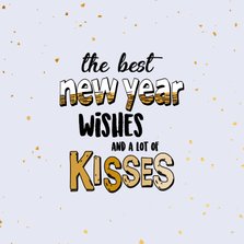 Best new year wishes - text and gold - nieuwjaarskaart