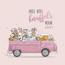 Beterschapkaart busje met veel lieve knuffels