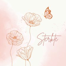 Beterschapskaart - Bloemen met vlinder in roze