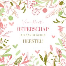 Beterschapskaart botanisch handgetekende gekleurde bloemen