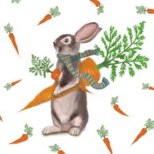 Beterschapskaart van een konijn met heel veel wortels!
