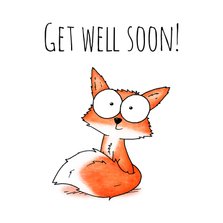 Beterschapskaart vosje - Get well soon