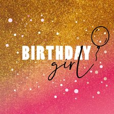 Birthday girl - golden colour - verjaardagskaart