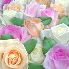 Bloemenkaart met diverse mooie rozen in pasteltinten