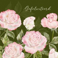 Bloemenkaart met roze-witte rozen