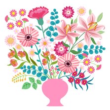Bloemenkaart met vrolijke bos bloemen